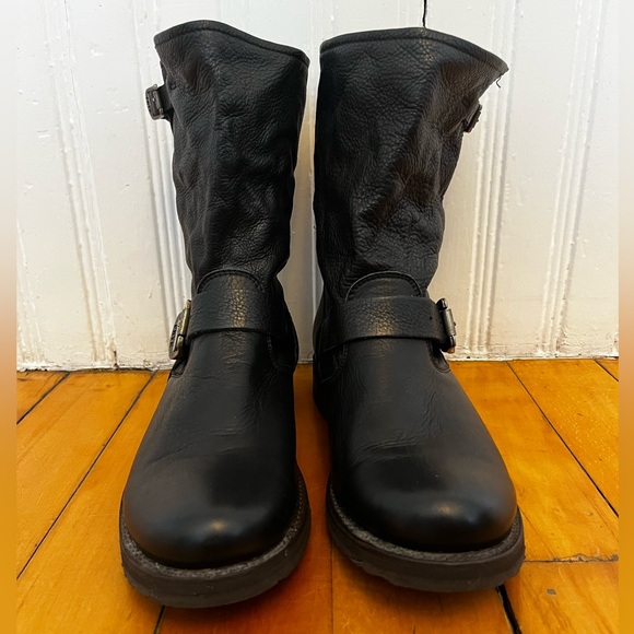 Frye Veronica Black Leather Short Slouch Boots, Size 10 - Picture 2 of 16